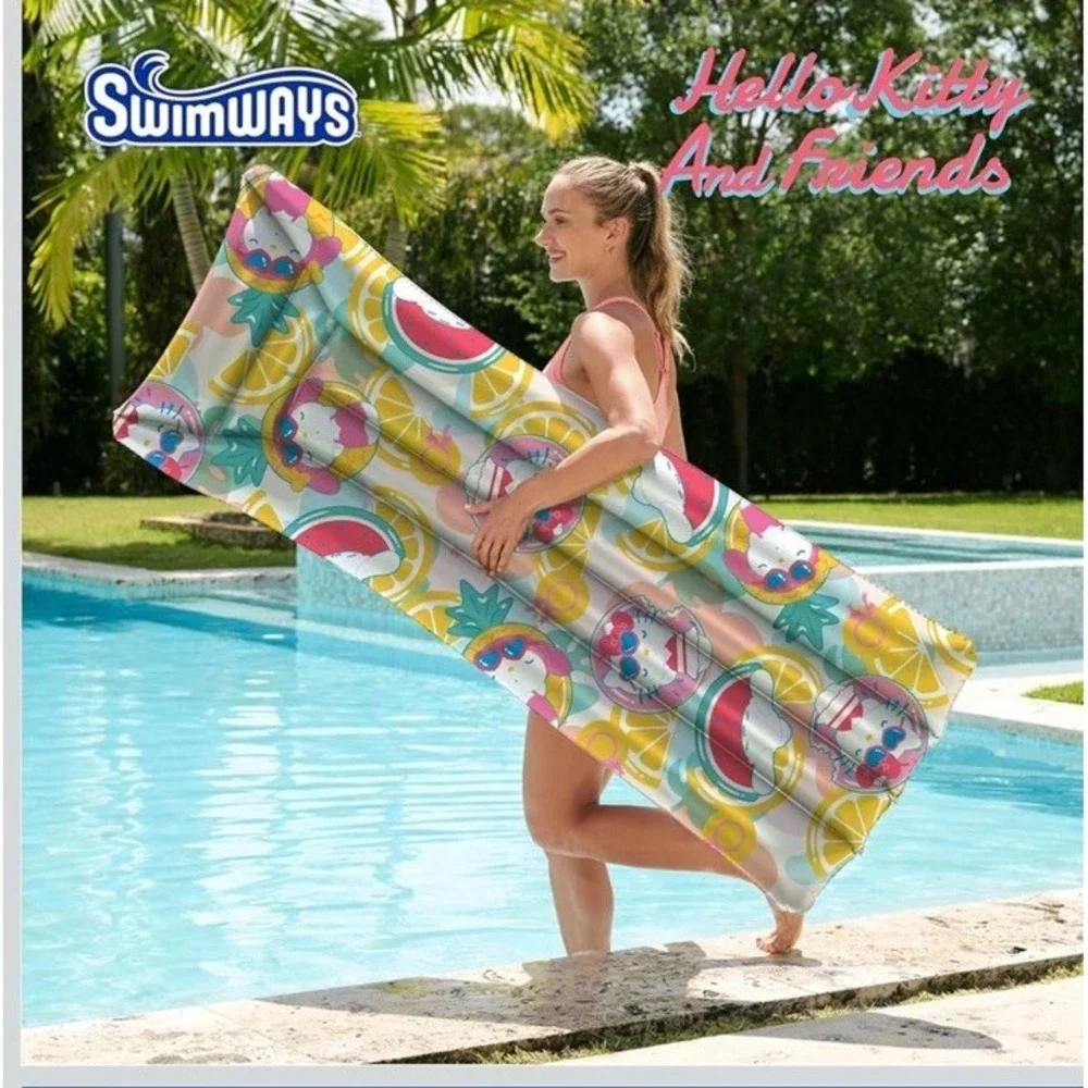 Hello Kitty & Friends Pool Floats Raft Swimways SunTanner Swim 5.8ft Long NIB